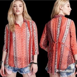 NWOT Free People hi-lo semi sheer tunic blouse